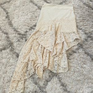 Floral Lace High-Low Maxi Skirt